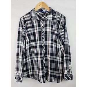 Talbots Women's Shirt Petite Size XLP Blue Plaid Button Down Long Sleeve Top
